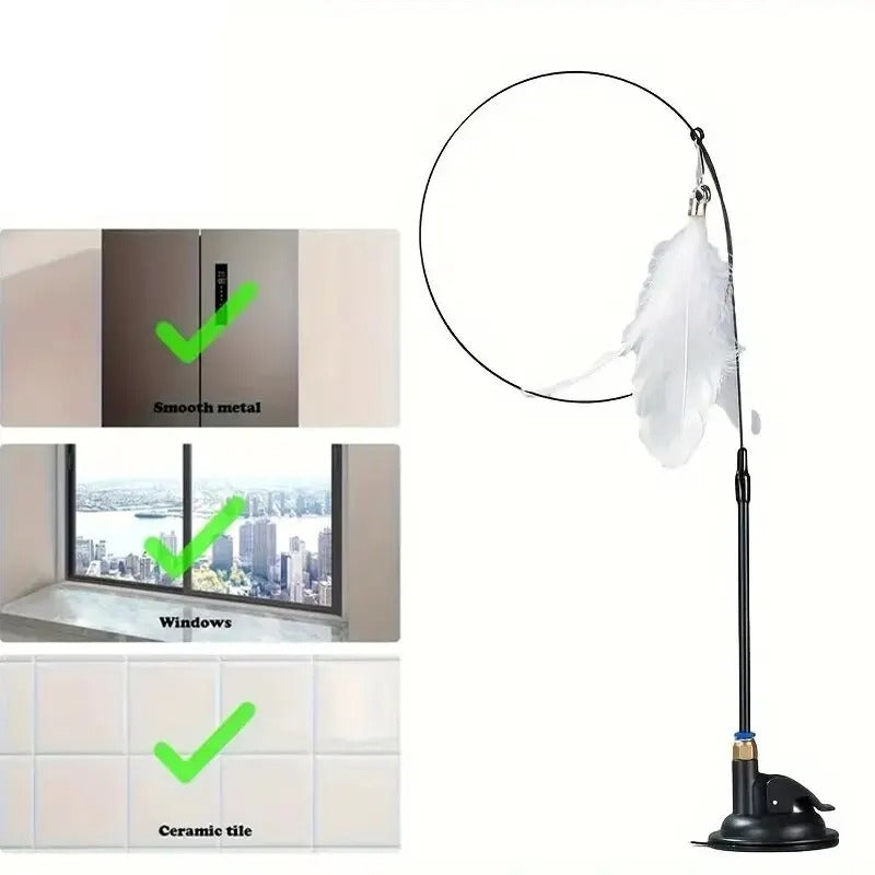 Petzure FeatherFrenzy™ Suction-Cup Cat Teaser Wand