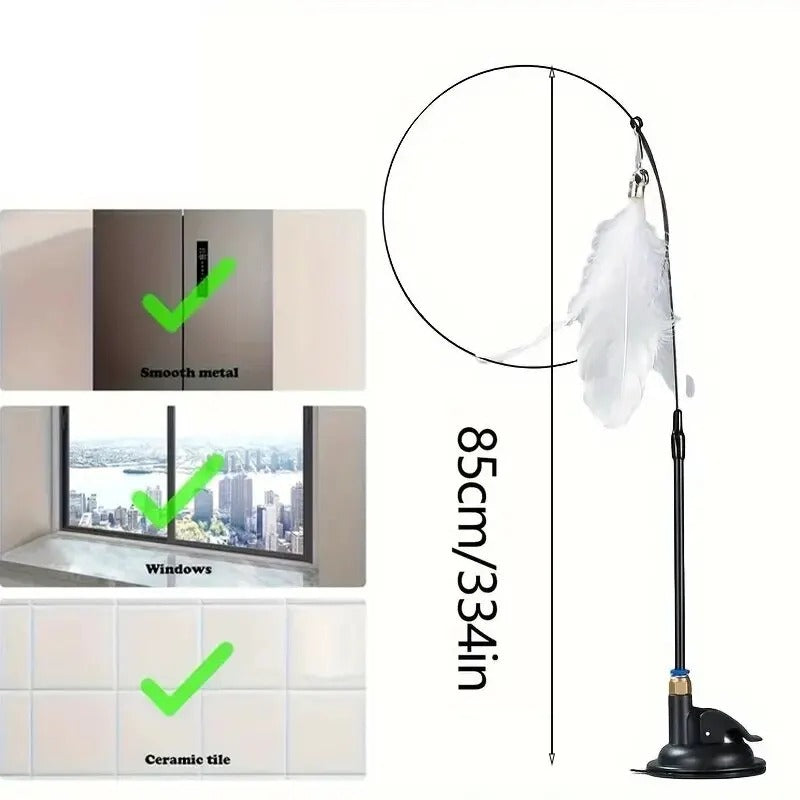 Petzure FeatherFrenzy™ Suction-Cup Cat Teaser Wand