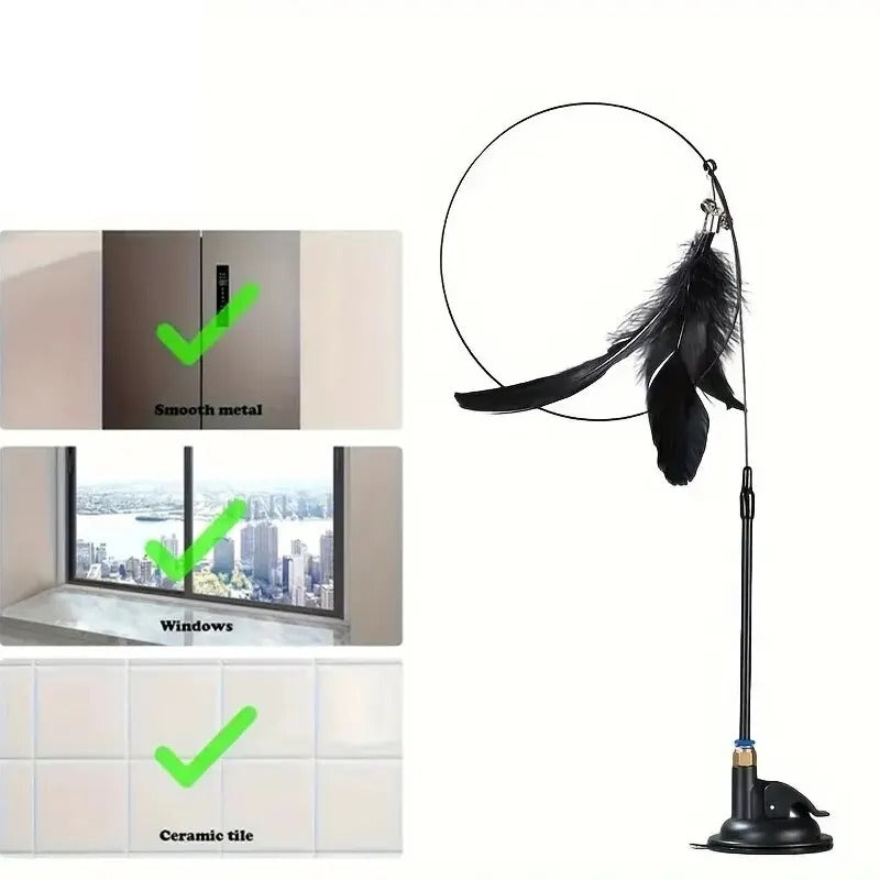 Petzure FeatherFrenzy™ Suction-Cup Cat Teaser Wand