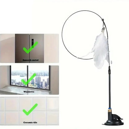 Petzure FeatherFrenzy™ Suction-Cup Cat Teaser Wand