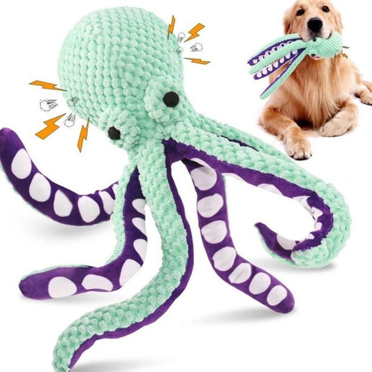 Petzure PlushOctoBud™ Squeak & Chew Interactive Dog Toy