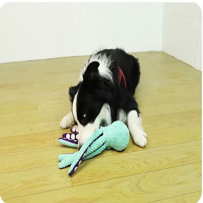 Petzure PlushOctoBud™ Squeak & Chew Interactive Dog Toy